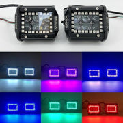 Package of 1 4D Lens Slide Bracket RGB Halo Light Bar & 4 Pack RGB Halo Pods with Bluetooth App Remote Control-package deal-Vivid Light Bars