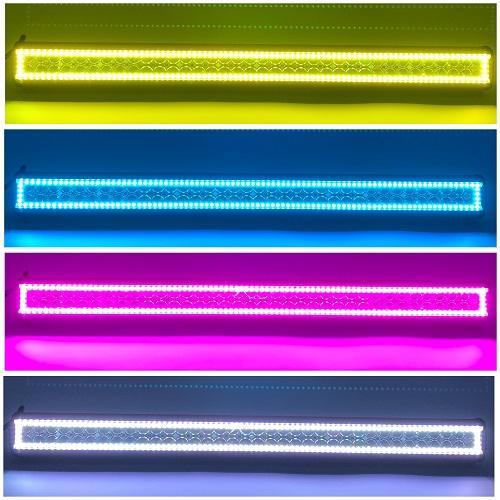 Package of 1 4D Lens Slide Bracket RGB Halo Light Bar & 4 Pack RGB Halo Pods with Bluetooth App Remote Control-package deal-Vivid Light Bars
