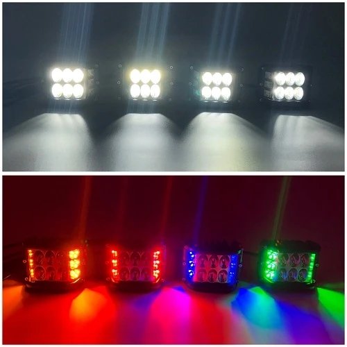 Package of 1 Single Row 4D Lens Dual Color Light Bar & 4/6/8 Pack 3.75“ 48W side shooter ditch LED Pods-Vivid Light Bars