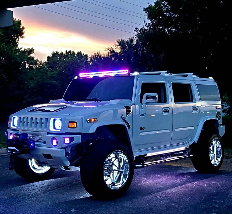 Package of 1 RGB Light Bar & 4 Pack 3.2" 20W Pods with Chasing Halo Bluetooth App Remote Control - Vivid Light Bars