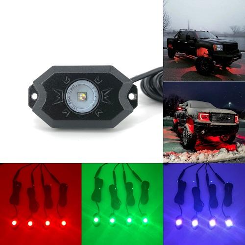 RGB+W Rock lights for trucks (4 packs) - Vivid Light Bars