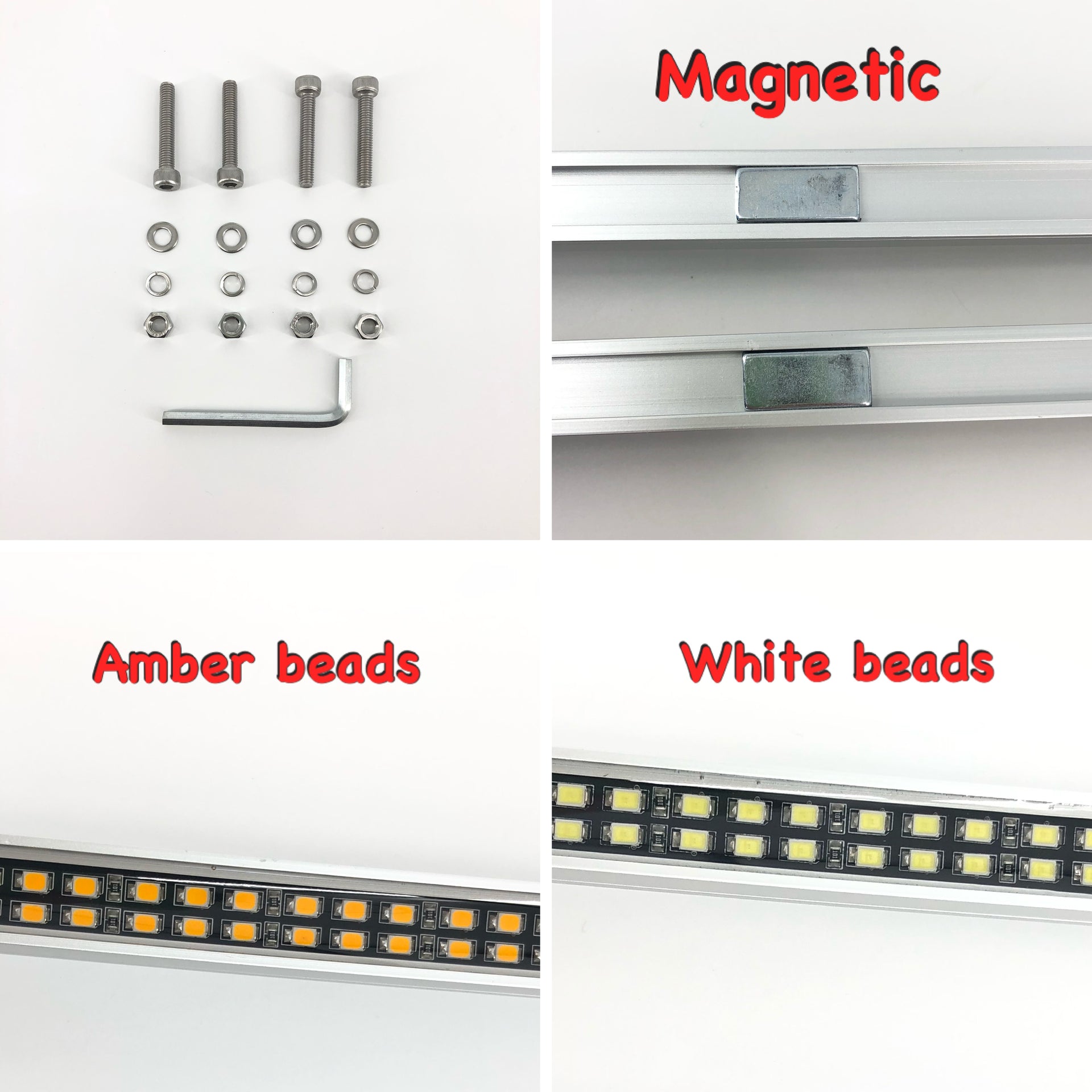 Mini Emergency 12 LED Light Bar - Magnetic Surface Mount - 12V Plug - Amber