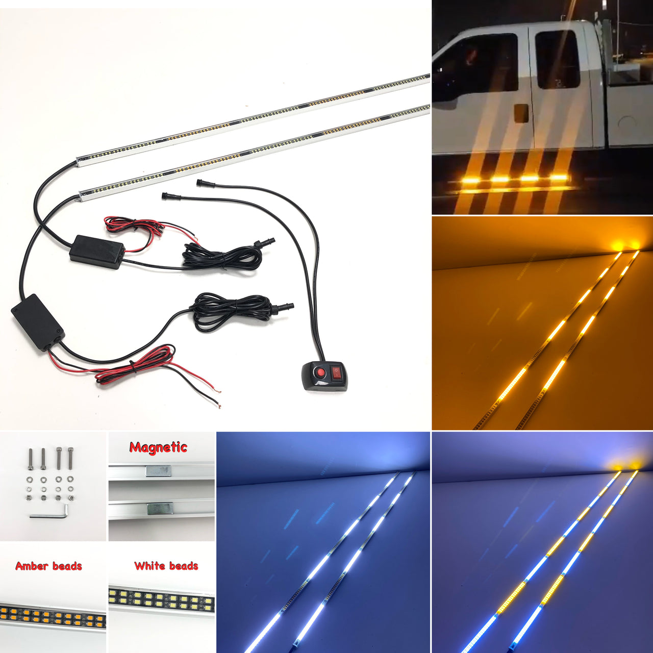 STRONG MAGNETIC LED Running Board Light Stick for Car, Trucks, Emergency Vehicles (2 packs)