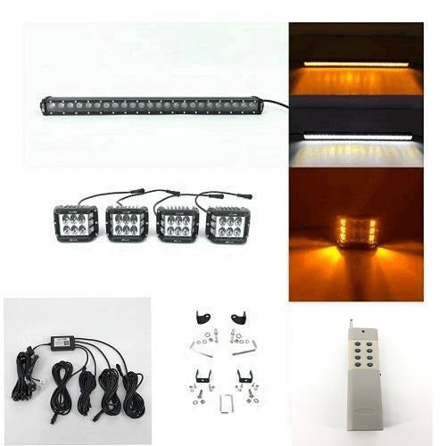 Package of 1 Single Row 4D Lens Dual Color Light Bar & 4/6/8 Pack 3.75“ 48W side shooter ditch LED Pods-Vivid Light Bars