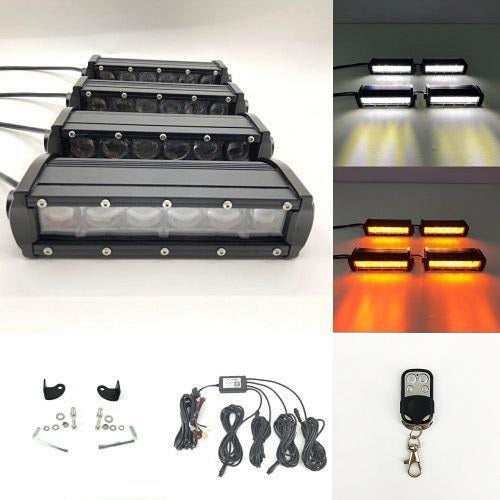 Upgrade 4 Pack 7.3" 4D Single Row Color Changing Alternate Flash LED Light Bar With Anti-interference Controller-LED Lights Pods & Jeep Headlight-Vivid Light Bars